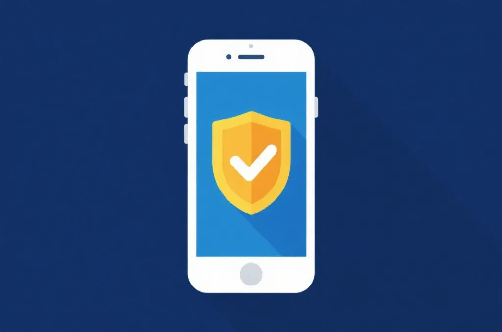 A flat design illustration representing a smartphone with a secure checkmark icon indicating a trusted certificate